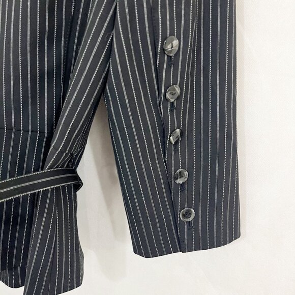 NEW Worth Black White Pin Striped Belted Blazer Jacket Y2K Business Career Sz 12 - Picture 4 of 7